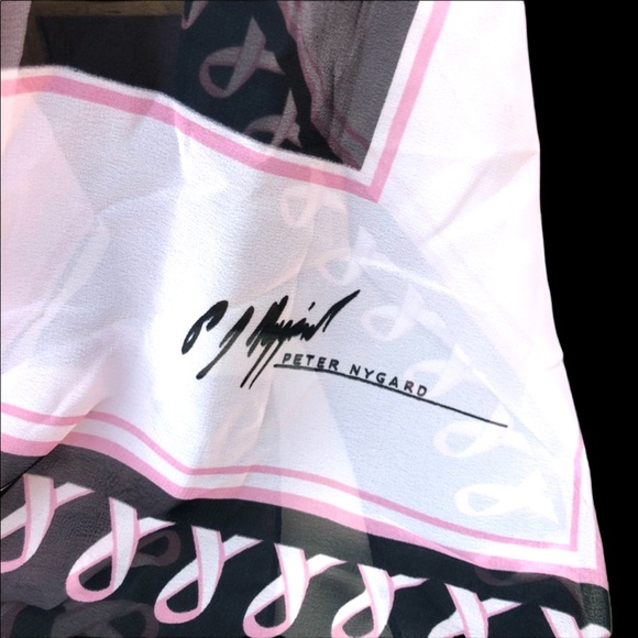 - Peter Nygard Sheer Pink ribbon campaign scarf - Picture 7 of 7